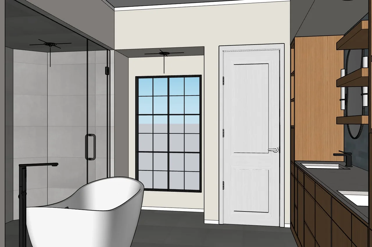 Shower & vanity 3D rendering