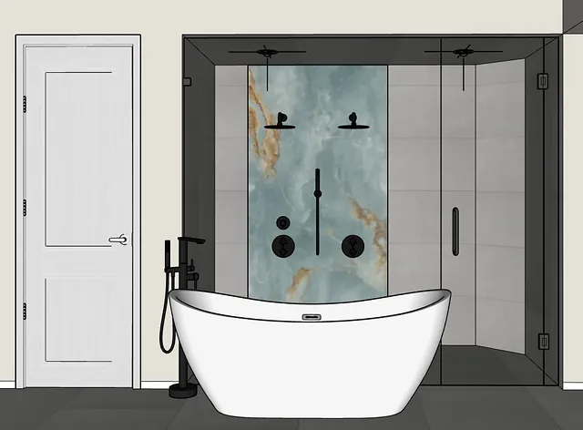 3D rendering of the same bathroom design