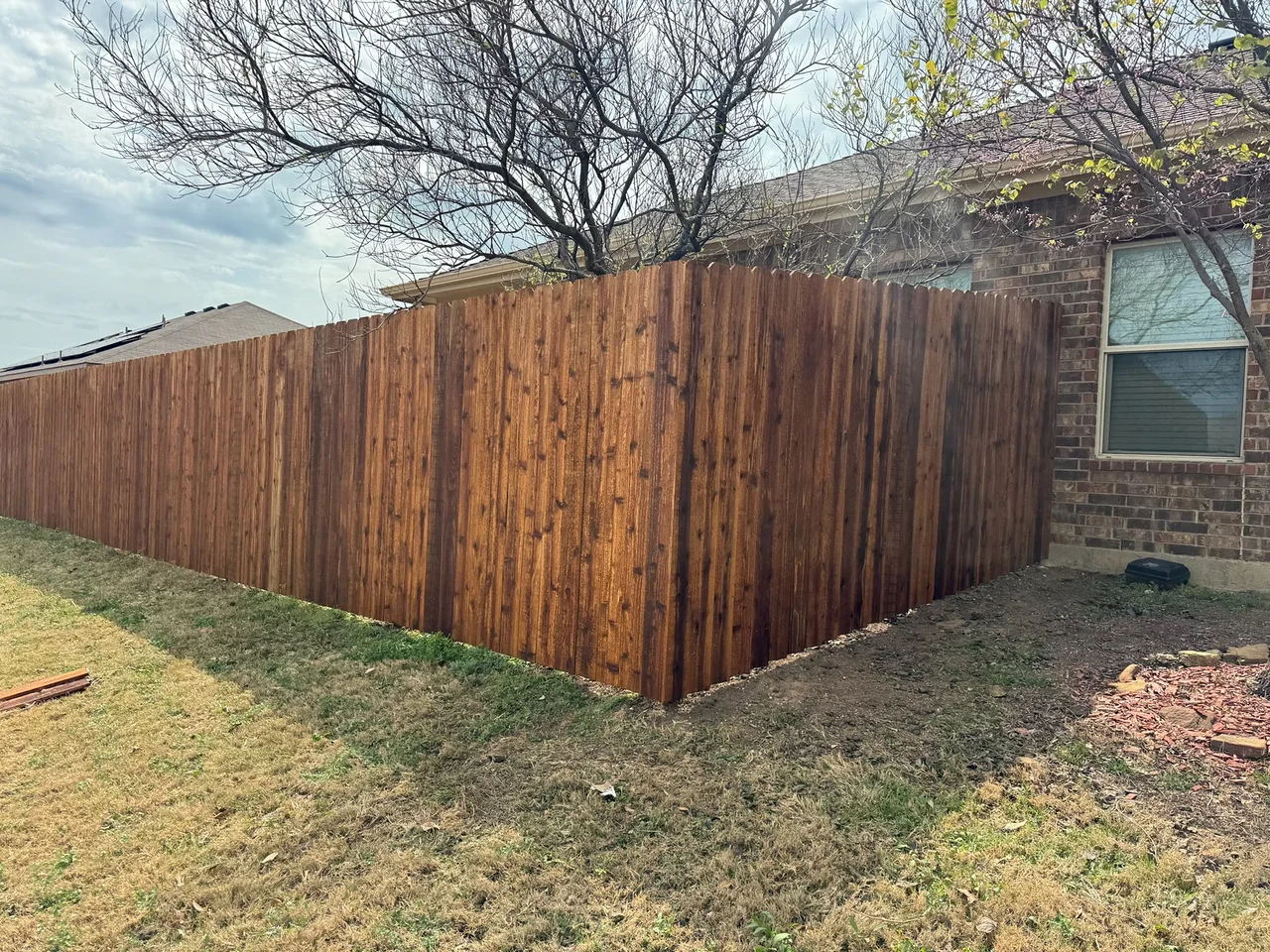 Cedar fence installation