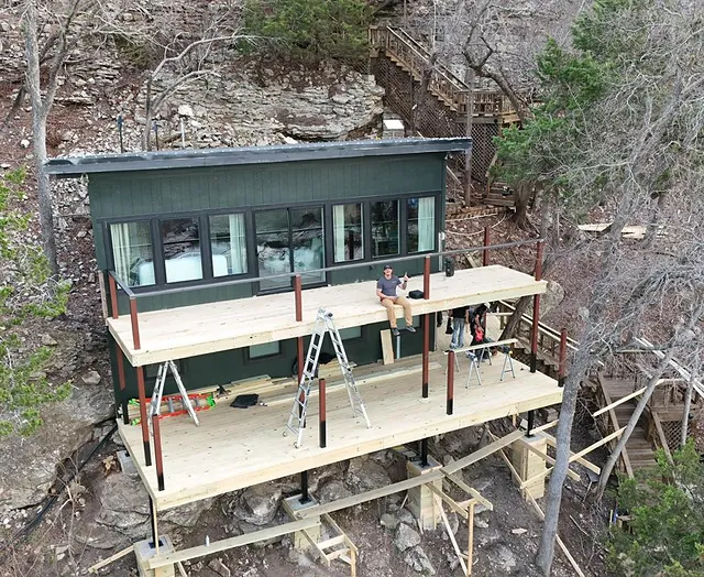 Hillside deck construction
