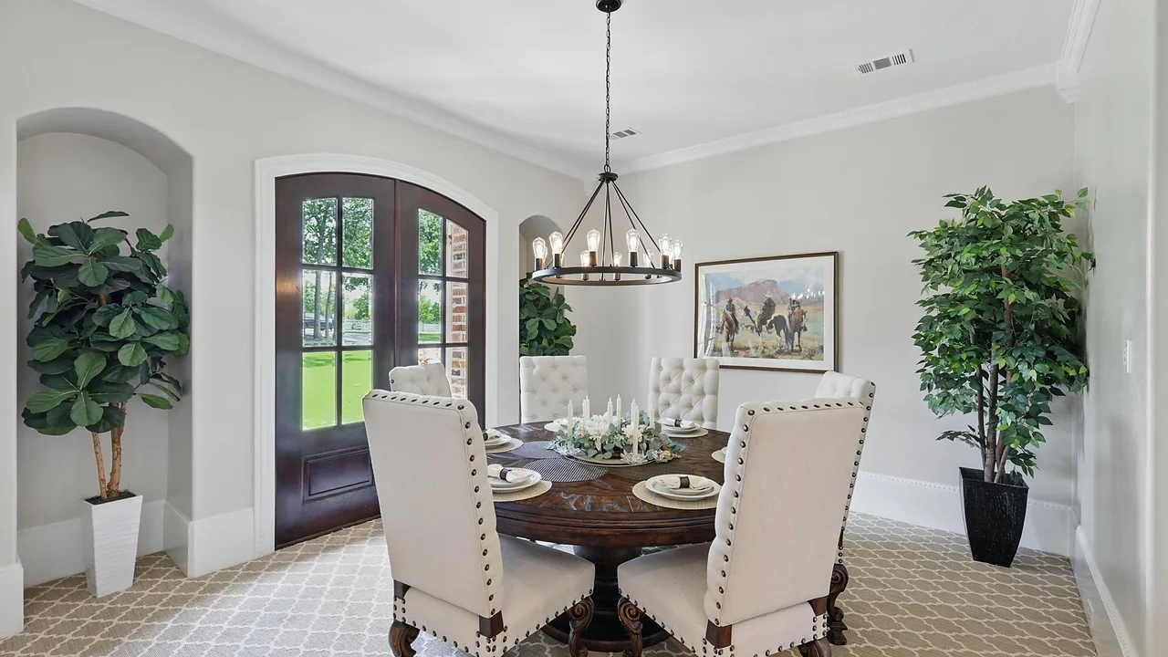 Dining room with arched doors