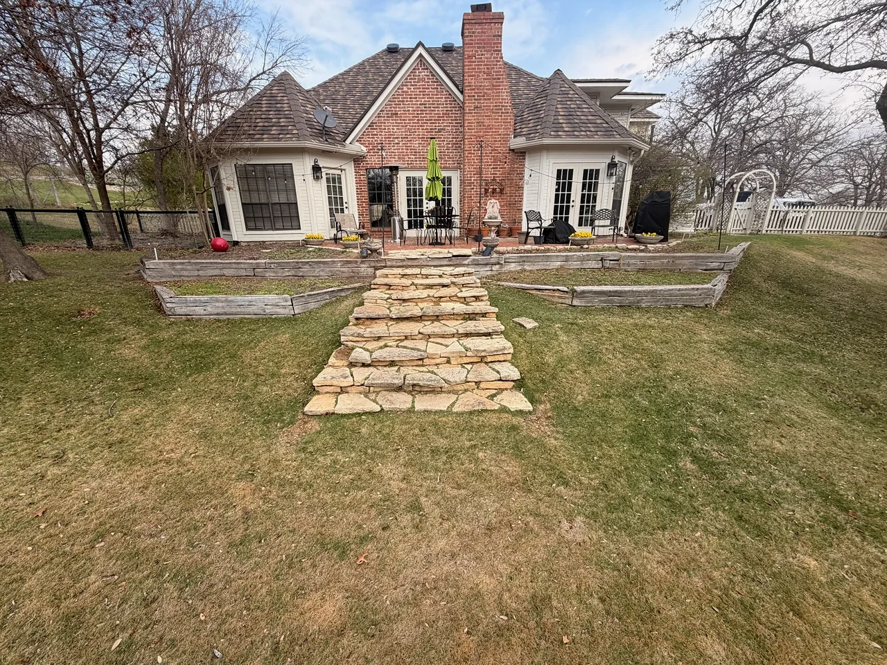 Flagstone path & raised beds