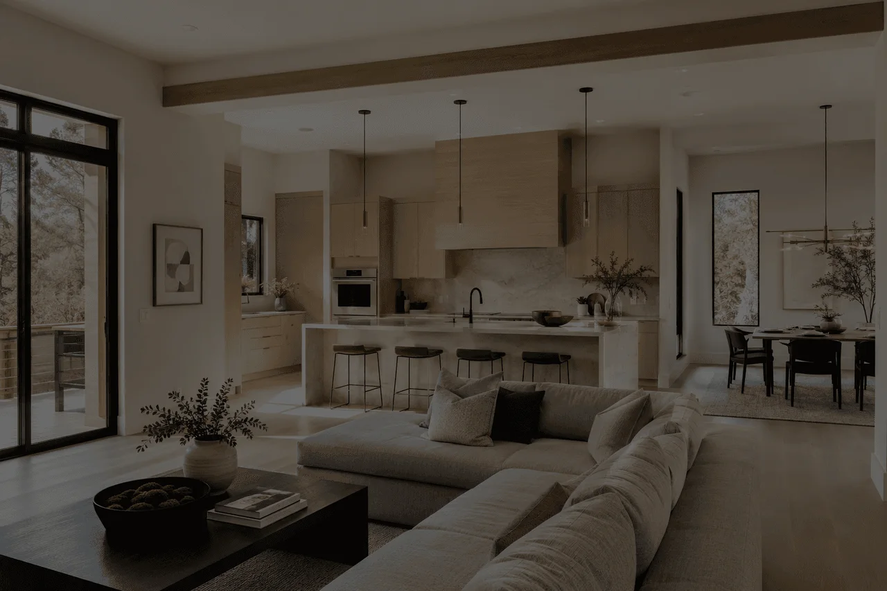 Open living and kitchen after a whole-home renovation