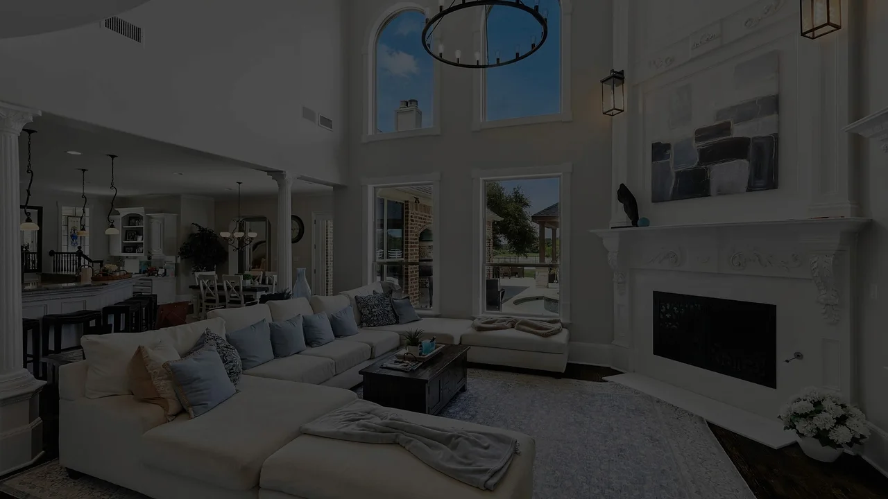 Living room with custom fireplace surround
